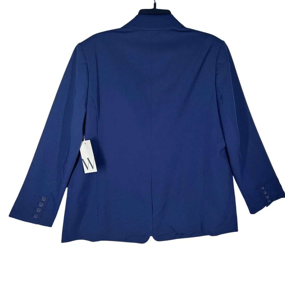 Worthington Women's Blazer Jacket Petite Large PL‎ Navy Blue Wrinkle Free  NEW
